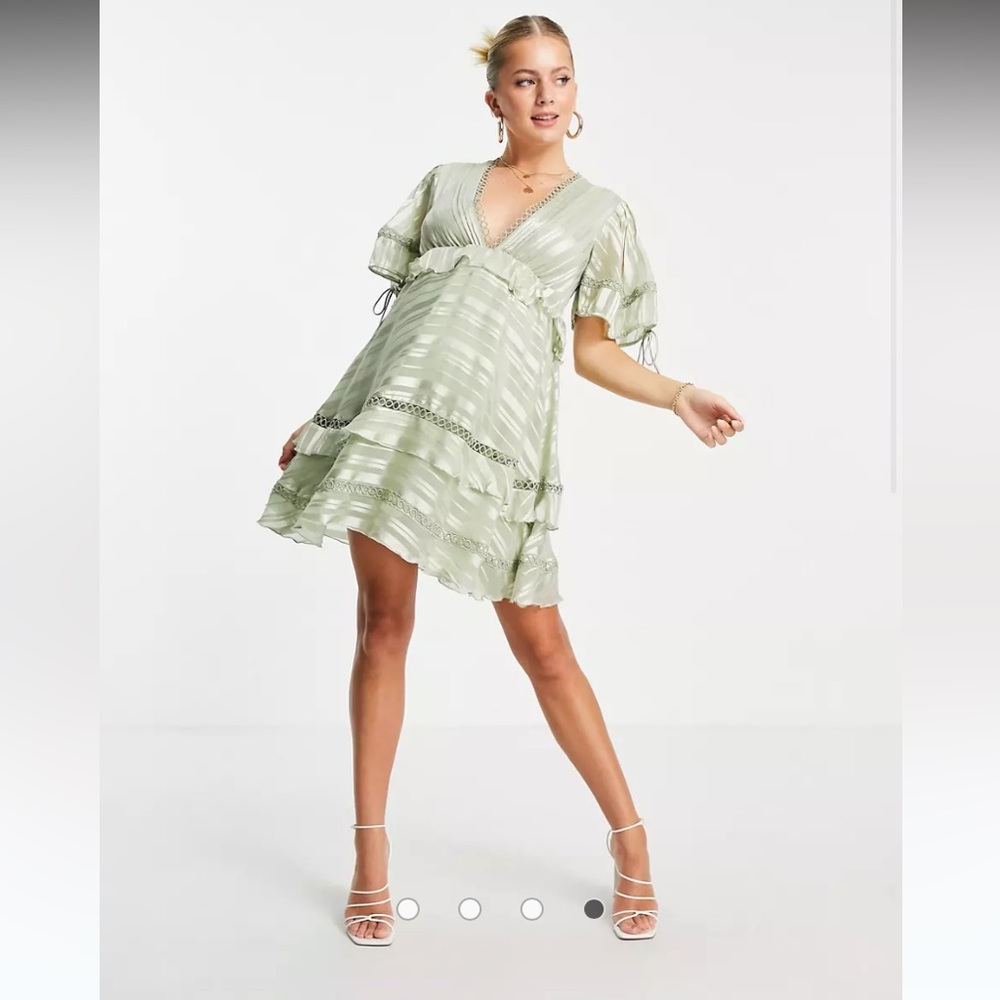 ASOS Design Maternity Sage Satin Green Dress
